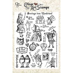 slide 1 of 1, Crafty Secrets Greetings From Wonderland Large Clear Art Stamp Sheet