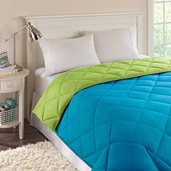 Shop Reversible Turquoise Lime Quilted Microfiber Down