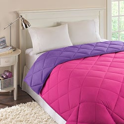 Reversible Pink/ Purple Quilted Microfiber Down Alternative Comforter ...