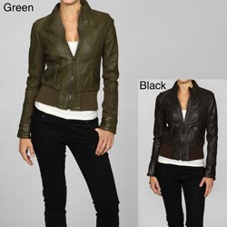 michael kors women's leather bomber jacket