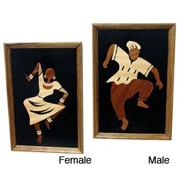 Wood 'Adowa Rhythms' Traditional Dancer Overlay Picture (Ghana) - Bed ...
