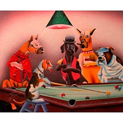 'Dogs Playing Pool' Painted Oil Canvas Art - Free Shipping On Orders ...