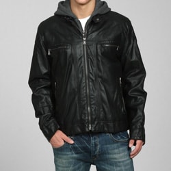 calvin klein leather jacket with hood