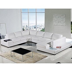 Modern White Leather Sectional Sofa - Overstock - 5166171