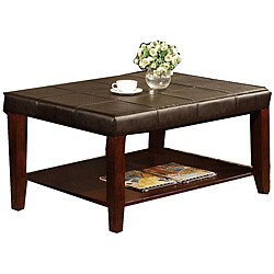 Espresso Bicast Leather Coffee Table - Bed Bath & Beyond - 5242813