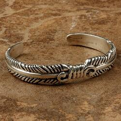 slide 1 of 3, Sterling Silver Navajo Feather Cuff Bracelet (Native American)