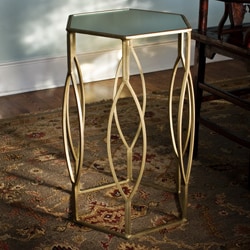 Brass-plated Iron and Glass Hexagonal Side Table (India)