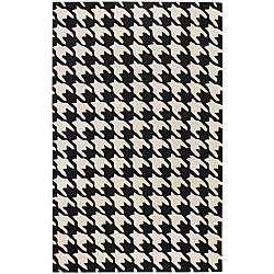 slide 2 of 3, Hand-tufted Black Houndstooth Rug (5' x 8')