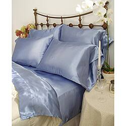 Shop Charmeuse French Blue Satin 4 Piece California King Size
