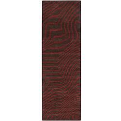 Hand-tufted Contemporary Red/Brown Striped Mayflower Wool Rug (2'6 x 8 ...