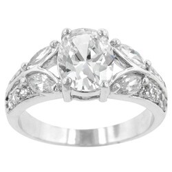 Sterling Silver Oval and Marquise Cubic Zirconia Engagement Ring. Opens flyout.