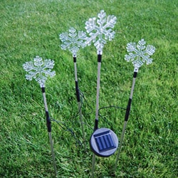 Solar Powered Color Changing Garden Stake Snowflakes (Set of 4)