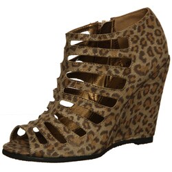 leopard print sandal wedges