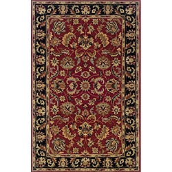 Hand-tufted Traditional Red and Black Wool Area Rug (3'6 x 5'6) - 3'6" x 5'6"