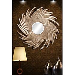 slide 1 of 1, Light gold Sun Shape 39-inch Beveled Mirror