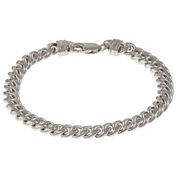 Sterling Essentials Rhodium Plated Silver Men's 8.5-inch Cuban Link ...