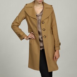 Michael Kors Women's Camel Wool Blend Single Breasted Coat ...