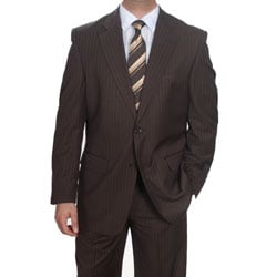 Ferrecci Men's Brown Pinstripe 2-button Suit - Free Shipping Today ...