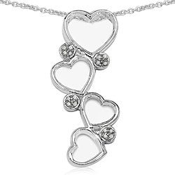 Shop Sterling Silver 1/10 TDW White Diamond Hearts Necklace - Free