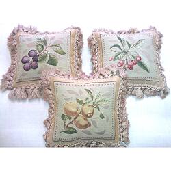 Shop French Woven Fruit Decorative Pillows 3 Piece Set