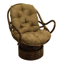 Rattan Coil Base Swivel Rocker Chair with Cushion Bed Bath