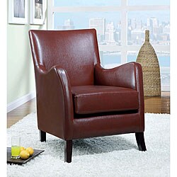 Deep Red Leather-like Accent Chair - Overstock - 6223324