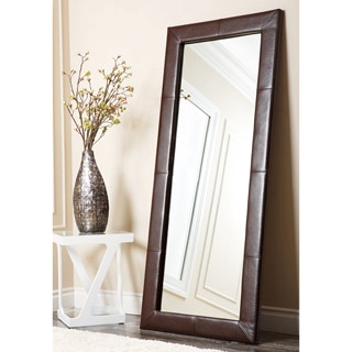 See Reviews Abbyson Living Delano Dark Brown Leather Floor Mirror