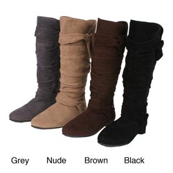 Elegant Women's 'Baby 9' Knee-high Flat Boots - 13973662 - Overstock ...