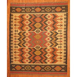 preview thumbnail 1 of 1, Indo Tribal Kilim Wool Rug (8' x 10')