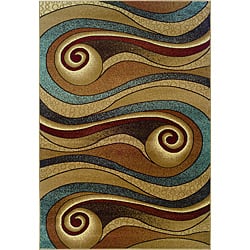 Gold/Brown Swirls Abstract Rug (5'3 x 7'5) - Bed Bath & Beyond - 6359911