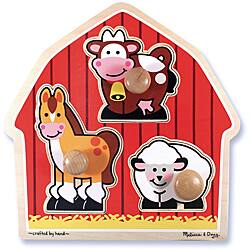 slide 1 of 1, Melissa & Doug Barnyard Animals Jumbo Knob Puzzle - 3 Pieces - Multi