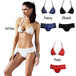   Swim Womens 2 piece Triangle Top Embellished Bikini  