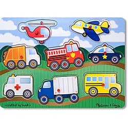 slide 1 of 1, Melissa & Doug Vehicles Peg Puzzle - Multi