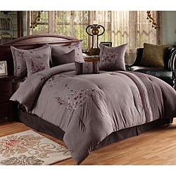 Shop Arabesque Plum/ Grey Oversized 8-piece Comforter Set - Overstock ...