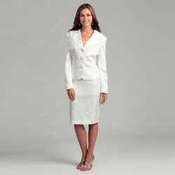 Danillo Women's Off-white Peplum Skirt Suit - 14078153 - Overstock.com ...