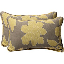 Pillow Perfect Decorative Gray/ Yellow Floral Outdoor Toss Pillows (Set ...