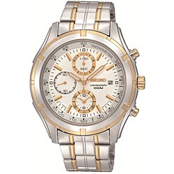 Shop Seiko Men's Two-tone Stainless Steel Chronograph Watch - Free ...