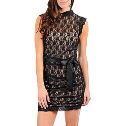 Stanzino Women's Black and Taupe Lace Mini Dress - 14211057 - Overstock ...
