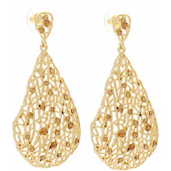 NEXTE Jewelry 14k Gold Overlay Champagne Rhinestone Filigree Earrings ...