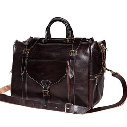 Shop Dark Brown Leather Travel Bag (Morocco) - Free Shipping Today ...