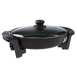 Mainstays 12 Round Nonstick Electric Skillet with Glass Cover, Black