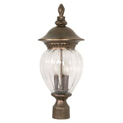 Balun Platinum Gold With Clear Melon Seed Glass 3 Light Post Lantern 
