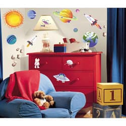 slide 2 of 3, RoomMates Outer Space Peel-and-stick Vinyl Wall Decals (Set of 35)