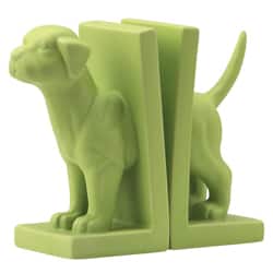 slide 1 of 1, Green Feist Dog Bookend