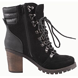 Blossom by Beston Women's 'Alpha-1' Black Lace-up Boots - Overstock ...