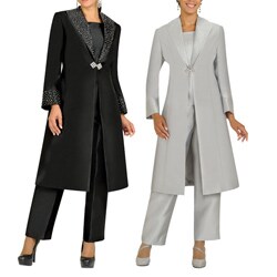 Shop Divine Apparel Embellished Duster Coat Women's Plus Size Pant Suit ...