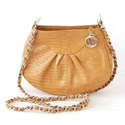 Claudia G. Camel Croc Embossed Leather Shoulder Bag Today $66.99