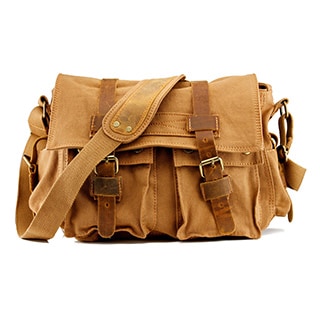 Shop Gearonic Men's Vintage Canvas and Leather School Military Shoulder ...