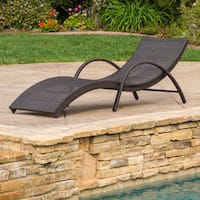 Acapulco Outdoor Wicker Folding Armed Chaise Lounge by Christopher Knight Home
