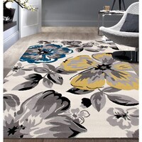 The Curated Nomad Pacheco Indoor Outdoor Retro Area Rug 5 2 X 7 6 Modern Fl Circles Cream Area Rug 7 6